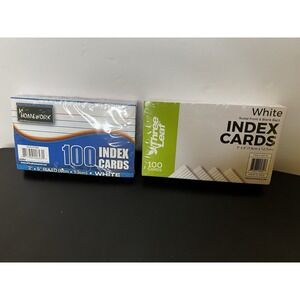 White Index Cards 100 Count Lot of 2 Packs (200 Total) New Sealed